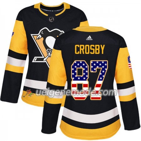 Dame Eishockey Pittsburgh Penguins Trikot Sidney Crosby 87 Adidas 2017-2018 Schwarz USA Flag Fashion Authentic
